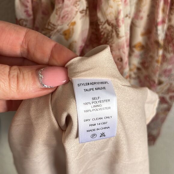 Floret Stuidios Dress Womens XS Smocked Waist Corset Detail Tiered Taupe Mauv - Picture 8 of 9